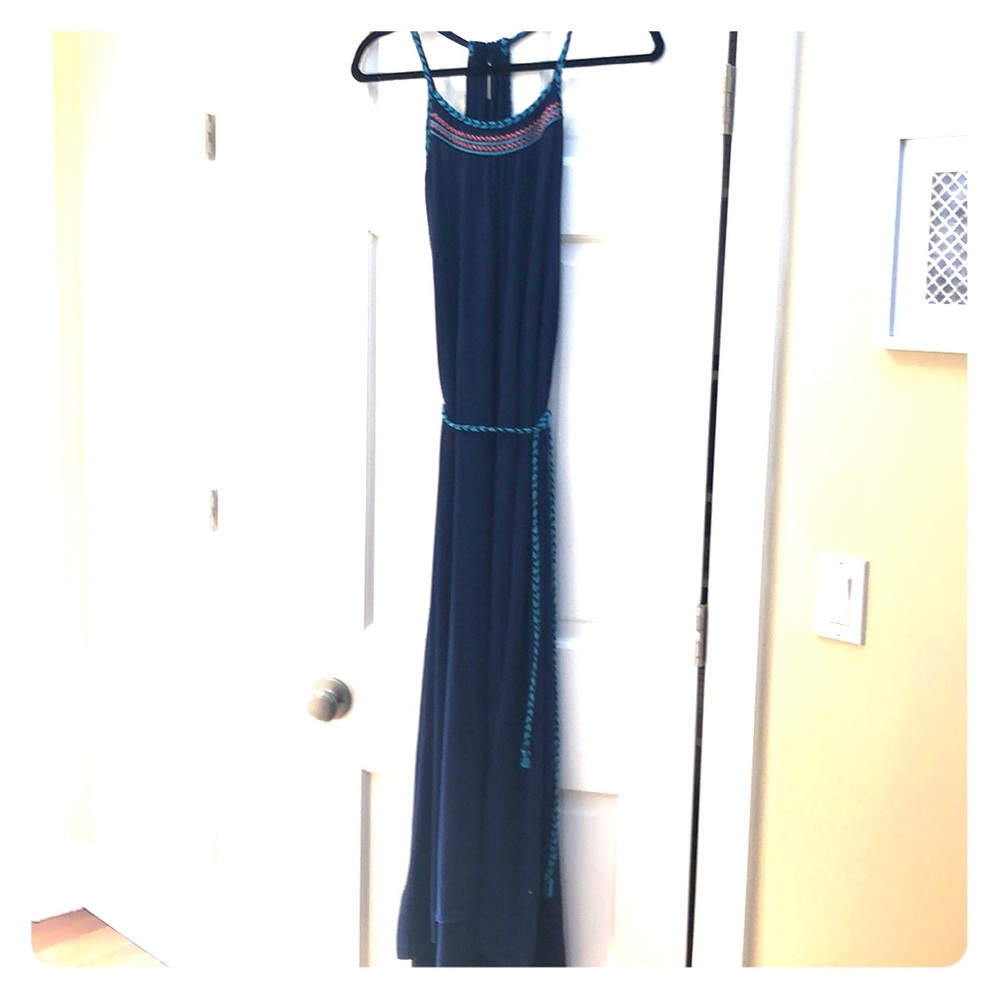 Navy Blue Maxi Dress with accent
